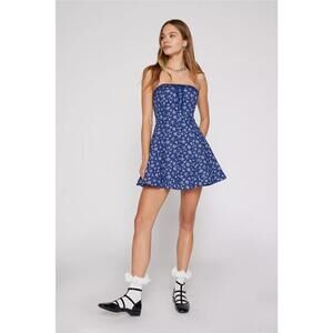 Kimchi Blue Strapless Blue Floral Mini Dress – Size XS | Corset Back